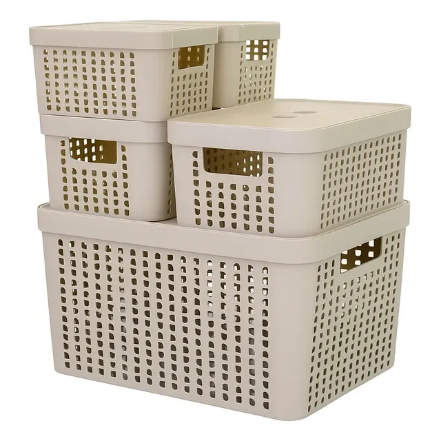 Kit de caixas organizadoras empilháveis: organize o closet, a lavanderia e a despensa de uma vez